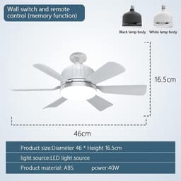 Dimbare plafondventilator (46cm) met verlichting en afstandsbediening- voorzien van 3 kleurinstellingen en 3 snelheden- plafondventilator met verlichting voor de slaapkamer. — thumbnail 4