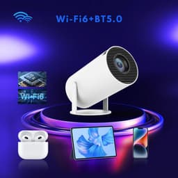 Livista Smart Mini Beamer – 4K Ondersteuning – Android 13 – WiFi 6 & Bluetooth 5.0 – Auto Keystone – Draagbare HD Projector – Voor Thuisbioscoop, Gaming & Presentaties – Geschikt voor IOS en Android – Wit — thumbnail 5