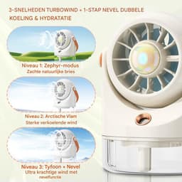 longziming -Tafelventilator - Bureaufan Met Waterkoeling - Draagbare Mistventilator - Verstelbare Hoek Voor Luchtstroom - Duurzaam Abs Materiaal - Compact Ontwerp Voor Mobiliteit - Ideale Koeling Op Reis - 1 Stuk — thumbnail 3
