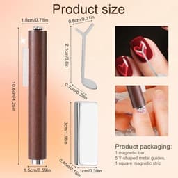 Set van 7 Cat Eye Nail Magnet Tools, Hartvormige Cat Eye Gel Nagellak Magneet 3-in-1 Professionele Manicureset met Y-vormige Gids Sticks voor Thuis DIY Salon Studio — thumbnail 5