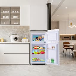 Koelkast 72 liter wit retro dubbeldeks ijzer plastic koel vrieskast voor keuken en woonkamer thuis — thumbnail 5