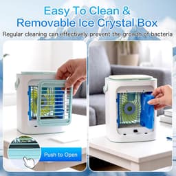 Mobiele Airco - 4-in-1 Luchtkoeler - Mini Airconditioner met 220ml Watertank - Bureauventilator met Verneveling & IJsvak - Stil - Voor Kantoor & Slaapkamer - Blauw — thumbnail 5