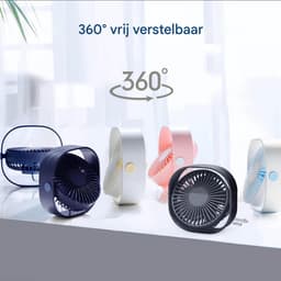 GELLDG Mini USB-ventilator - Draagbare, stille bureauventilator - 3 instelbare ventilatorsnelheden - USB-voeding - Geschikt voor thuis en op kantoor - Blauw — thumbnail 5