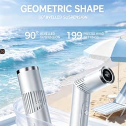 LISM-Oplaadbare, draagbare 3-in-1 turboventilator met snelheden van 1 tot 199 toeren per minuut en digitaal display, 12 uur gebruiksduur, perfect zomercadeau Geschikt voor vrouwen (zwart). — thumbnail 2