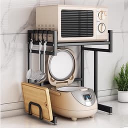 Metalen Magnetron Stand - Keukenrek - Keuken Opslag - Stalen Heavy Duty - 36x36x60cm - Zwart — thumbnail 3