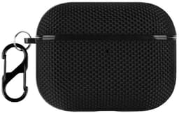 Geschikt voor AirPods Pro 3 Hoesje Nylon Waterproef met Aanhanggesp Zwart — thumbnail 1