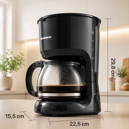 Heinner Filterkoffiezetapparaat – 750 W – Inhoud 1,25 L – Glazen Koffiekan – Warmhoudplaat – Druppelstop – Waterniveau-indicator – Zwart — thumbnail 5