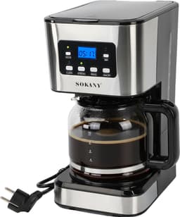 Koffiemachine Van 1,5 Liter Met Timer Isolatiefunctie Anti-Druppelsysteem En Transparant Venster - 950W Snelzetten 2 Uur Warmhouden Automatische Uitschakeling - Voor Thuis Kantoor En Studentenkamers - Zwart En Zilver — thumbnail 2