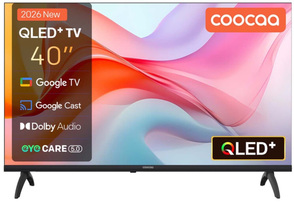 Coocaa 40 inch slimme QLED-tv (101 cm), FHD Google TV, HDR10, Dolby Audio, Bluetooth 5,1, oogzorg, Google Cast, drievoudige tuner DVB-T2/C/S2, CI+, model 40CGQG41Z (2026), energieklasse E — afbeelding 1