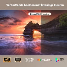XGODY Gimbal N8 4K Beamer met Netflix - 1200 ANSI Lumen - Mini Beamer met Apps (WhaleOS) - 1080P Full HD Projector - 4K Ondersteuning - Bluetooth en Ingebouwde Speakers - Inclusief 100'' Projectiescherm — thumbnail 3