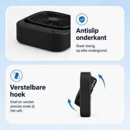 Draagbare Bureauventilator - Kleine USB-C Ventilator - Mini Tafel Ventilator 3 Standen - Lichtgewicht Mini Desk Fan - Compacte Kleine Oplaadbare Ventilator - voor Auto, Kantoor & Onderweg - Handventilator Oplaadbaar - Handwaaier - Zwart - Silvergear — thumbnail 5