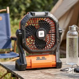 Best Active Mini Ventilator - Oplaadbare Tafelventilator - Stille Mini Fan met Ophanghaak - Handventilator - Klein, Stil & Geruisloos - 4 Snelheden & Verlichting - 7800 mAh & Powerbank functie - Zwart/Oranje — thumbnail 5