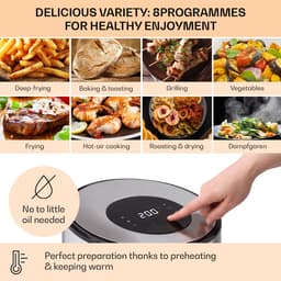 Klarstein Heteluchtfriteuse, Air Fryer om te Frituren, Friteuse met Touch-Bedieningspaneel, Timer, Instelbare Temperatuur & 8 Programma’s, Airfryer voor Luchtfrituren, Heteluchtfriteuse zonder Olie, 1500 W, 4,3L — thumbnail 5