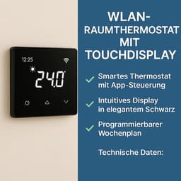 Digitale Kamerthermostaat - Wifi Thermostaat - Vloerverwarming Regelen - Touchdisplay Bediening - 86 x 86 mm - Zwart — thumbnail 4