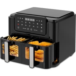 Dubbele Airfryer - Heteluchtfriteuse XXL - Snel Maaltijden Bereiden - Twee Gerechten Tegelijk - 10 Liter - Zwart — thumbnail 1