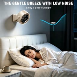 Bureauventilator, krachtige tafelventilator met touchscreenbediening en led-display, 100 snelheden, draagbare elektrische koelventilator, 2400 mAh USB-oplaadbare batterij, 360° kantelbaar, stil en stil voor kantoor, slaapkamer en thuis (beige) — thumbnail 5