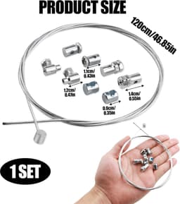 SnelShoppen - Universele Koppelkabel 1.2m Ø 2mm van Gegalvaniseerd Staal met 2 Kabelbinders - Vervangingsonderdeel voor Motor, Grasmaaier en Quad — thumbnail 5