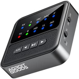 AdroitGoods Bluetooth 5.4 Audio Adapter 2-in-1 Receiver Transmitter AUX RCA HiFi Low Latency Dual Link Draadloze Audio Dongle met Display — thumbnail 1