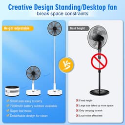 Statiefventilator - Zomerkoeling - Staande ventilator - Verkoeling woonkamer - Slaapkamer ventilator - Hittegolf oplossing - Verstelbare ventilator - Ventilator met afstandsbediening - Stille ventilator - Wit — thumbnail 3
