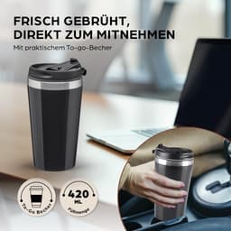 Barista Single koffiezetapparaat to go 450 watt | compact filterkoffiezetapparaat met thermobeker | kleine, draagbare coffee to go machine | incl. isolatiebeker & nylon permanent filter - zwart — thumbnail 3
