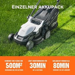 Accu Grasmaaier – Elektrische Grasmaaier – Draadloze Grasmaaier – Tuinmaaier – Gazonsnijder – Borstelloze Motor – 33 cm Maaibreedte, 4,0 Ah Accu, 30L Opvangbak, 25-65 mm Maaihoogte — thumbnail 5