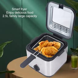 Elektrische Friteuse - Frituurpan - Gezinsmaaltijden Bereiden - Snelle Gelijkmatige Garing - 25 L - Zilver — thumbnail 2