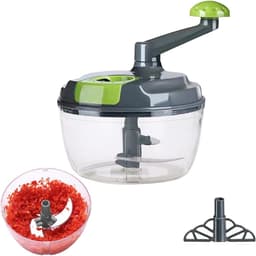 Handmatige Keuken Chopper - Groente Hakker - Maaltijd Voorbereiding - Inklapbare Slinger - 18.5 x 18.5 x 22 cm - Grijs — thumbnail 5