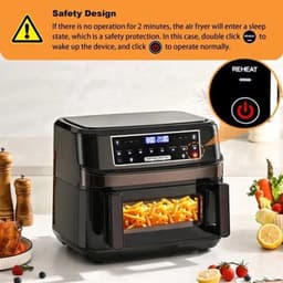 Heteluchtfriteuse – Airfryer - Airfryer Oven XXL - 12L - Dubbele Kookkamer Instelbaar - 2000W - 240V - 8 Voorgeprogrammeerde Programma's - LED Touchscreen - Kijkvenster - Zwart — thumbnail 3
