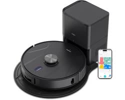 MEDION Robotstofzuiger 2-in-1 met leegstation, lasernavigatie en dweilfunctie X51 SW+, 10000 Pa zuigkracht, 2in1 robot, roterende dweilen, kruislijnlaser, grijs