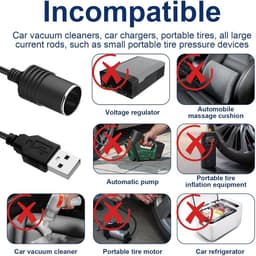 SnelShoppen - 5V USB A Plug naar 12V Sigarettenaansteker Adapter voor Auto, USB naar Sigarettenaansteker 12V Converter voor Dashcam, Rij Recorder DVR, — thumbnail 4