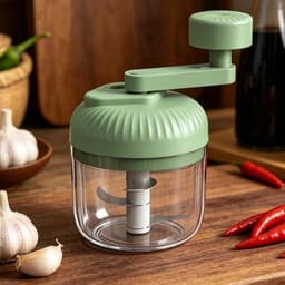 Voedselhakselaar Handslinger - Mini Keukenmachine Hakmolen - Maaltijden Bereiden - 3-Traps Verstelbaar - 15x10x15 cm - Groen — thumbnail 3