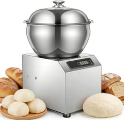 Roestvrijstalen Deegmixer - Spiraalmixer Broodmixer - Professioneel Deeg Kneden - Dubbele Rotatie Technologie - 8 kg - Zilver — thumbnail 1