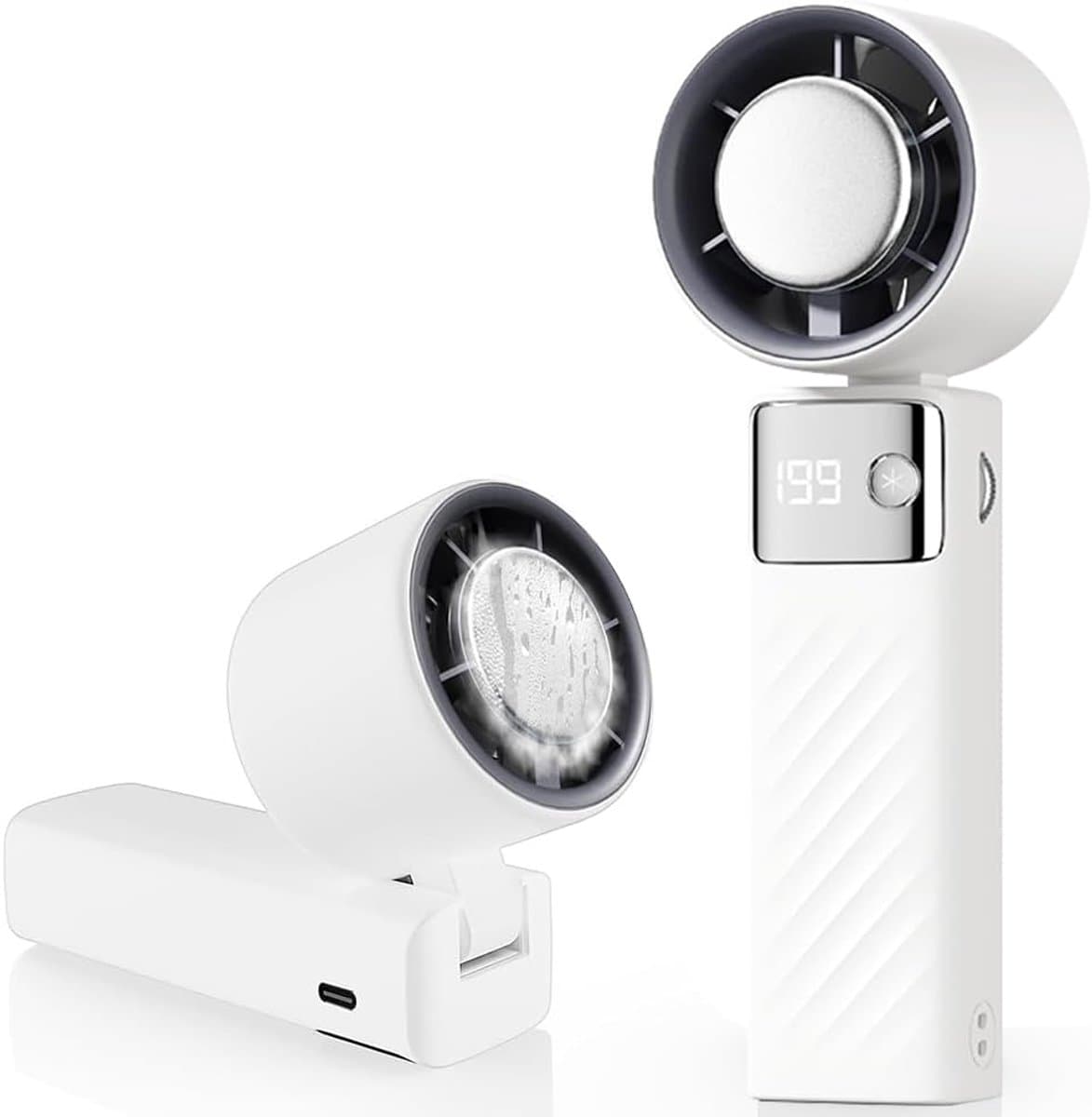 Draagbare ventilator, mini oplaadbare ventilator 5000mAh, kleine stille turboventilator met instelbare snelheden (1 tot 199), koelventilator voor kamperen, sporten en reizen (wit) — afbeelding 1