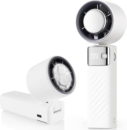 Draagbare ventilator, mini oplaadbare ventilator 5000mAh, kleine stille turboventilator met instelbare snelheden (1 tot 199), koelventilator voor kamperen, sporten en reizen (wit) — thumbnail 1