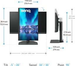 BenQ Creative Pro SW272Q Monitor Grafisch Design - Beeldscherm - AdobeRGB - 90W - Display voor Fotografen - LED Backlight - 27 inch — thumbnail 5