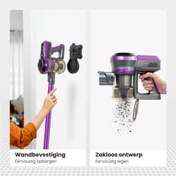 Auronic Steelstofzuiger Draadloos - Zonder Zak - Op Accu - 4-in-1 - 160W - Vacuum Cleaner - Paars/Grijs — thumbnail 5