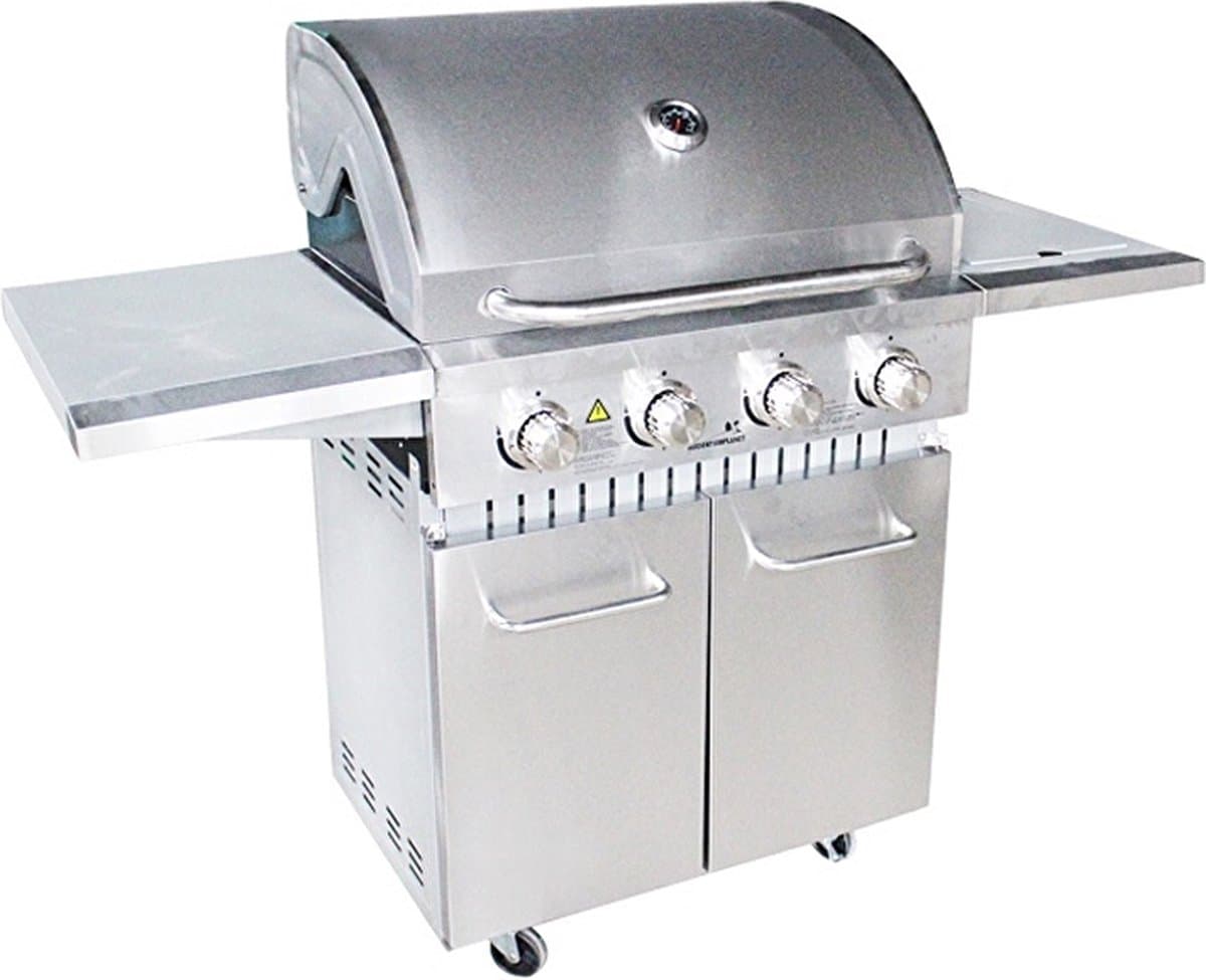 Grilluxe RVS gasbarbecue 4 branders met zijbrander — afbeelding 1