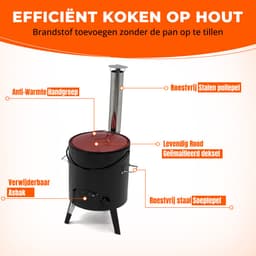 Muntel® Goulashketel - Goulashpot - Geëmailleerd - Kookpot - Scheplepel - 14 liter - Met Deksel - 92 x 35 x 45 cm - Zwart — thumbnail 4