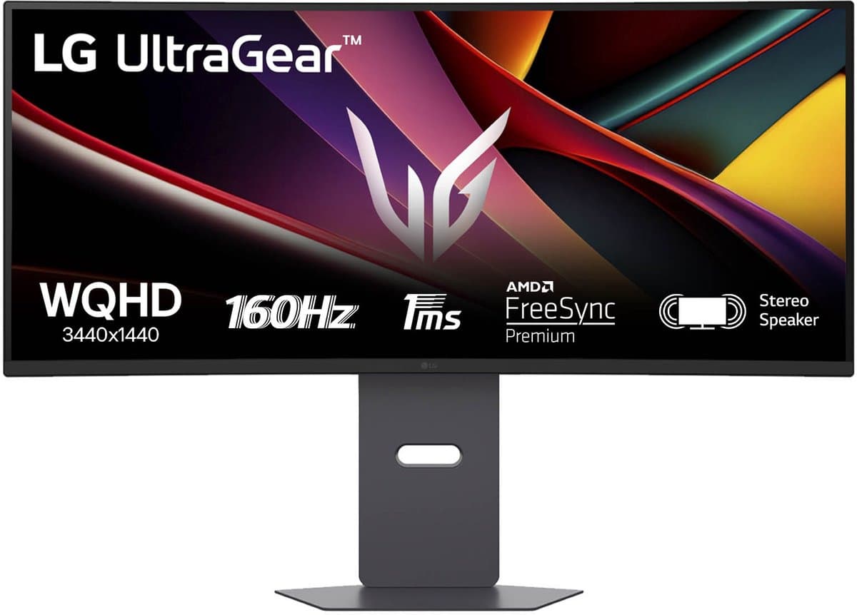 LG UltraWide 34G600A-B Curved Gaming Monitor - 34 inch - 160Hz - 1ms - UltraWide QHD (3440x1440) - HDR10 - FreeSync Premium - Ingebouwde Luidsprekers — afbeelding 1