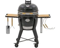 Monolith TWO.55 (Classic) Kamado BBQ Starterset – Inclusief Stalen Onderstel – Ø44 cm Grillrooster – Met SGS-systeem, Deflectorstenen, Aslade, Chip Feeder en Accessoires – Zwart