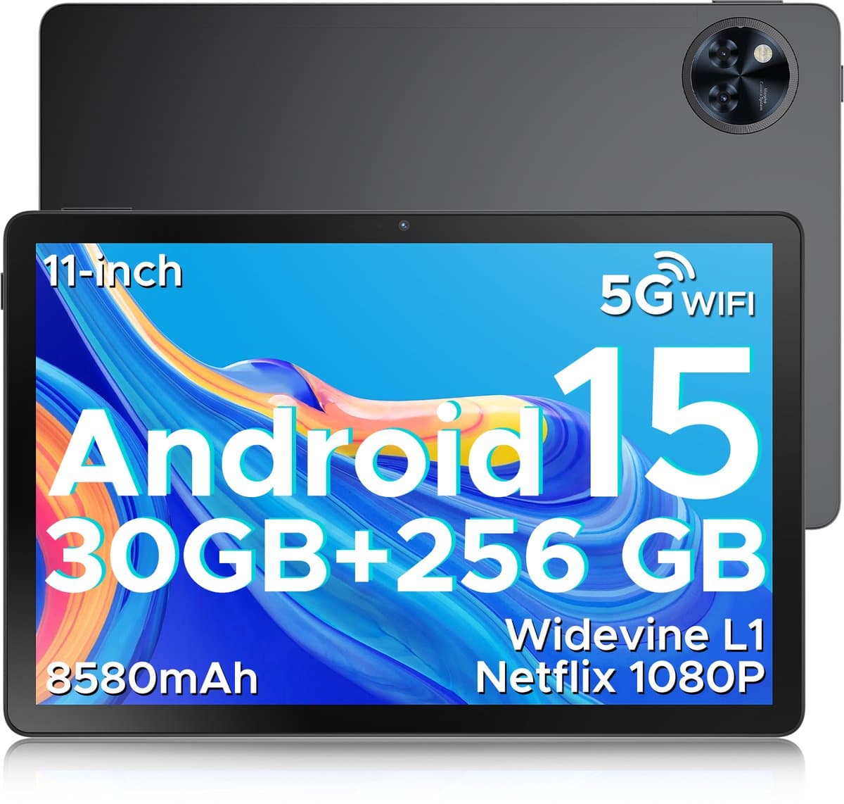 DOOGEE U11 Pro - Tablet - Tablets - 30GB RAM + 256GB ROM(2TB/TF) - 8580 mAh - 11 Inch 1080P 90 Hz - Dubbele luidspreker - T7200 Octa Core - 13MP Camera - 5G WIFI - Face ID - 7.9 mm Metallic Body - Zwart — afbeelding 1