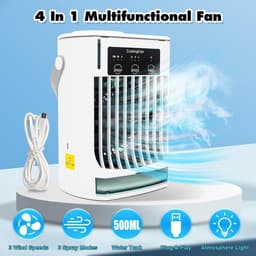 Mobiele airco zonder afvoer-mobiele airco zonder slang-3-in-1 mini-afvoerloze draagbare airconditioner-mobiele airco voor slaapkamer-3 windsnelheden, grote watertank, luchtkoeler voor slaapkamer, thuiskantoor-wit — thumbnail 2