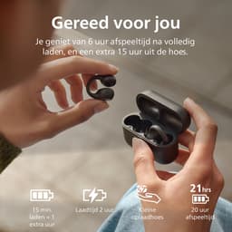 PHILIPS TAQ2000BK/00 Draadloze open-ear oortjes - Oorhaakjes - Open-ear pasvorm - 28 uur afspeeltijd - Bluetooth multipoint - IPX4 - App control - Bediening op de oorhaakjes - Zwart — thumbnail 4