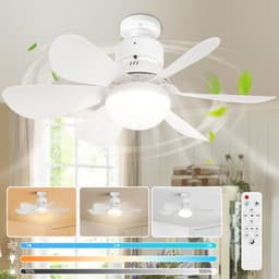 Plafondlampen met Ventilator - 3 kleurtemperatuurverlichting - Doorsnede 52 cm Ventilator Lamp met Afstandsbediening - 40W Plafondventilator met Dimbare LED Lamp - 1/2/4 uur Tmerfunctie - Beschikbaar in Voor Slaapkamer, Woonkamer, Garage enz(Wit) — thumbnail 1
