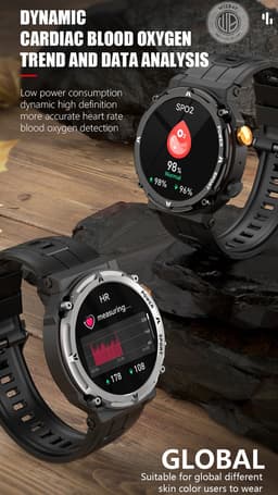 WizBay Premium Select® Smartwatch 1.39 inch - Bluetooth Bellen - Hartslag en Zuurstofmeting - Slaapmonitor - Sportmodi - AI Voice - IP67 - Mat Grijze RVS Kast - Zwarte TPU Band — thumbnail 4