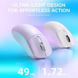 ATTACK SHARK Draadloze Gaming Muis - Wired/2.4G/BT5.4 - Lichtgewicht 49G - PAW3395 - 26000DPI - Lavender — thumbnail 4
