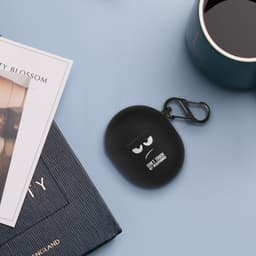 kwmobile Hoes geschikt voor Google Pixel Buds Pro 2 / Pixel Buds Pro - Siliconen cover voor oordopjes in wit / zwart / zwart - Don't Touch My Headphones design — thumbnail 3