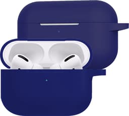 Hoesje Geschikt voor Apple AirPods Pro 2 - Siliconen Hoes met Clip - Silicone Case Cover - Donkerblauw — thumbnail 1