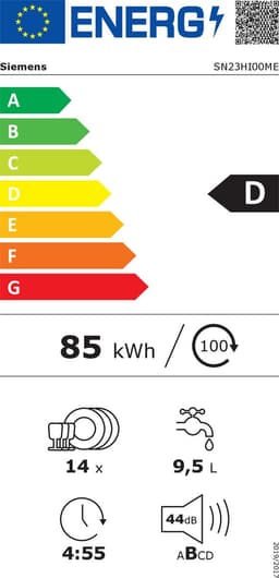 Siemens iQ300 SN23HI00ME vaatwasser Vrijstaand 14 couverts D — thumbnail 2