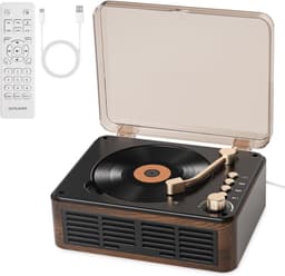 Retro CD Speler - Bluetooth Speaker - Meerdere afspeelmodi - Met Draadloze Verbinding & Afstandsbediening - Bruin - AUX & FM Radio - Voor Huis & Slaapkamer — thumbnail 1